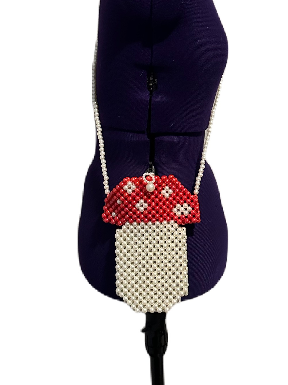 Mushroom Beaded Pearl Whimsigoth Fairycore Crossbody Handbag Purse